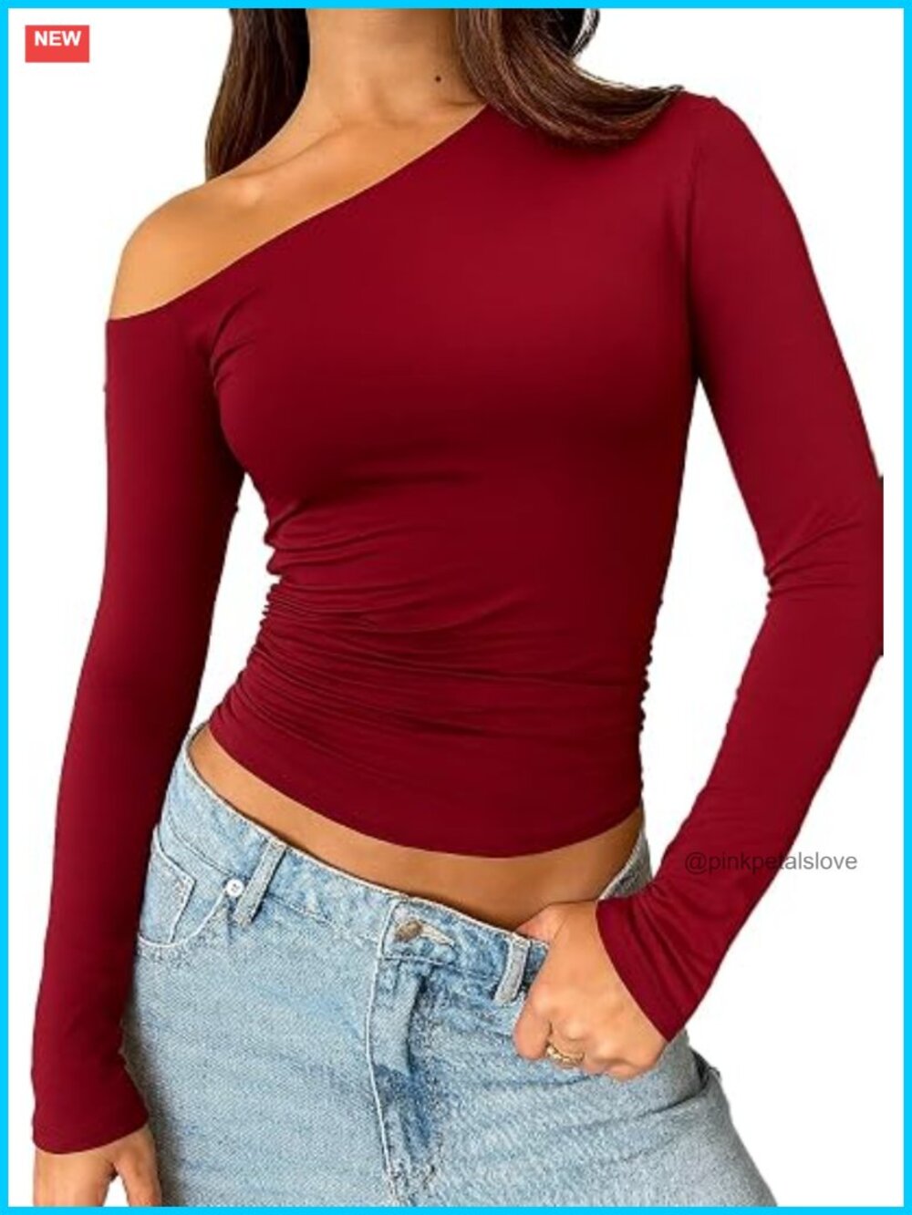 Off The Shoulder Long Sleeve Ruched Top Y2k Going Out Slim Fit T-Shirt